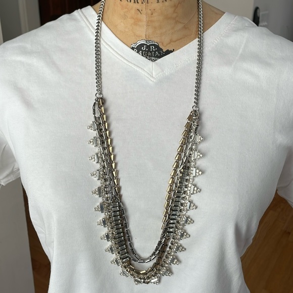 Stella & Dot interchangeable silver and faux crystal necklace. - Picture 1 of 4